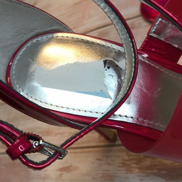 Guess Pink Felecia Shiny Ankle Strap Heels - Picture 8 of 10